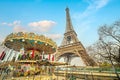 Paris Eiffel Tower and carousel in Paris Royalty Free Stock Photo