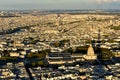 Paris from Eiffel Tower. Invalides and Notre Dame. Sunset, shadow from Tower. France. Royalty Free Stock Photo