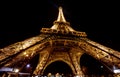 Paris Eiffel Tower by night. Purple light Royalty Free Stock Photo