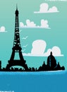 Paris Eiffel tower skyline Royalty Free Stock Photo