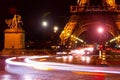 Paris Eiffel Tower Traffic Night Royalty Free Stock Photo