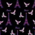 Paris embroidery seamless pattern