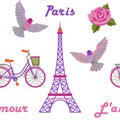 Paris embroidery seamless pattern Royalty Free Stock Photo