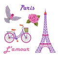 Paris embroidery set Royalty Free Stock Photo