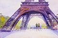 Paris european city. France, eiffel tower and lovers Royalty Free Stock Photo