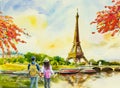 Paris european city landscape. France, eiffel tower. Royalty Free Stock Photo