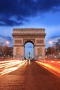 Paris, Famous Arc de Triumph at evening , France