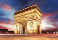 Paris, Famous Arc de Triumph at evening , France Royalty Free Stock Photo