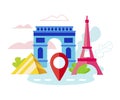 Paris Famous Places Triumphal Arch Eiffel Tower
