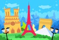Paris France Abstract City Silhouette Flat Royalty Free Stock Photo