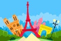 Paris France Abstract City Silhouette Flat Royalty Free Stock Photo