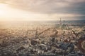 Paris, France aerial view on Eiffel Tower at sunset Royalty Free Stock Photo