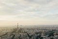 Paris, France aerial view on Eiffel Tower at sunset Royalty Free Stock Photo