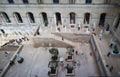 Ancient sculptures in the inner hall of Louvre museum. Paris France. April 2019