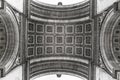 Paris, France - April 2, 2019: bottom-up view of the vault of the Arc de Triomphe Royalty Free Stock Photo
