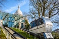 A cabin of the Montmartre funicular going up to the basilica of the Sacred Heart of Paris