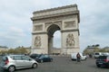 Paris, France - April 2, 2019: car traffic on Charles de Gaulle square around the Arc de Triomphe Royalty Free Stock Photo