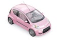 Paris. France. April 13, 2022. Citroen C1 2010. Pink ultra compact city car for the cramped streets of historic cities