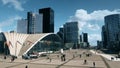 PARIS, FRANCE - APRIL 4, 2024. CNIT shopping mall and busy square of in La Defense, a business district of Paris
