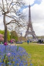Paris, France - APRIL 9, 2019: Eifel tower seen from a different angle Royalty Free Stock Photo