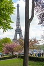 Paris, France - APRIL 9, 2019: Eifel tower seen from a different angle Royalty Free Stock Photo