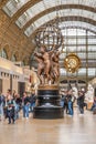 PARIS, FRANCE - APRIL 15, 2023: Main hall of Orsay Museum, French: Musee d Orsay, in former train station building Royalty Free Stock Photo