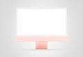 PARIS - France - April 28, 2022: Newly released Apple Imac 24 inch desktop computer, pink color, front view- 3d realistic Royalty Free Stock Photo