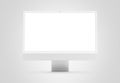PARIS - France - April 28, 2022: Newly released Apple Imac 24 inch desktop computer, silver color, front view- 3d realistic Royalty Free Stock Photo