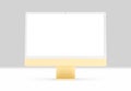 PARIS - France - April 28, 2022: Newly released Apple Imac 24 inch desktop computer, yellow color, front view- 3d realistic Royalty Free Stock Photo