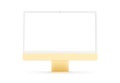 PARIS - France - April 28, 2022: Newly released Apple Imac 24 inch desktop computer, yellow color, front view- 3d realistic Royalty Free Stock Photo