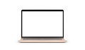 PARIS - France - April 28, 2022: Newly released Apple Macbook Air, Gold color - Front view- Realistic 3d rendering laptop computer Royalty Free Stock Photo