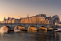 Nice sunrise on Seine river and Ile de la Cite in Paris Royalty Free Stock Photo