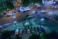 PARIS, FRANCE, APRIL 26, 2016. San Agustin square at night