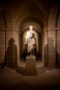 PARIS, FRANCE - APRIL 16, 2023: Statue and tomb of Voltaire, 1694 - 1778, famous French writer and philosopher. Pantheon