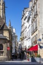 Street of Quartier Latin in Paris Royalty Free Stock Photo