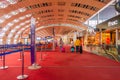 Paris, France, April 1 2017: Unidentified people at the hall of departure in the terminal of Roissy Charles de Gaulle Royalty Free Stock Photo