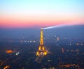 PARIS, FRANCE April 29, 2017: View over Paris from the Montparnasse Tower at night aerial panoramic view of Paris Royalty Free Stock Photo