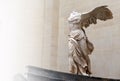 PARIS, FRANCE - April 15, 2015 : Winged Victory of Samothrace, called Nike of Samothrace, marble sculpture in Louvre Museum