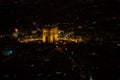 Paris, France, 1.11.2019 - Arc de Triomphe night view from Eiffel Tower