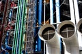 Paris, France, 12 Aug 2018. Centre Pompidou, colorful facade with tubes and pipelines. Royalty Free Stock Photo