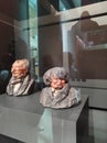 PARIS, FRANCE - AUG 27, 2022: Sculptural caricatures of famous people in Orsay museum