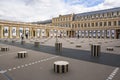 Paris, France-August 16, 2019: Buren columns in Cour d`Honneur of Palais Royal Royalty Free Stock Photo