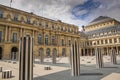 Paris, France-August 16, 2019: Buren columns in Cour d`Honneur of Palais Royal Royalty Free Stock Photo