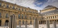 Paris, France-August 16, 2019: Buren columns in Cour d`Honneur of Palais Royal Royalty Free Stock Photo