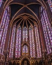 Paris, France - August 3,2019:  Interior view of the Sainte-Chapelle Royalty Free Stock Photo