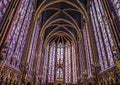 Paris, France - August 3,2019:  Interior view of the Sainte-Chapelle Royalty Free Stock Photo