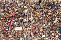 Paris, France - August 21, 2017: Love locks on the bridge of lovers. Symbol of love Royalty Free Stock Photo