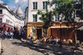 Montmartre Hill with Cafes and People