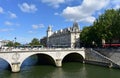 Pont Saint-Michel and Palais de Justice, view from the Latin Quarter. Paris, France.