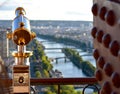 Spyglass at the Tour Eiffel or Eiffel Tower viewpoint. Paris, France.